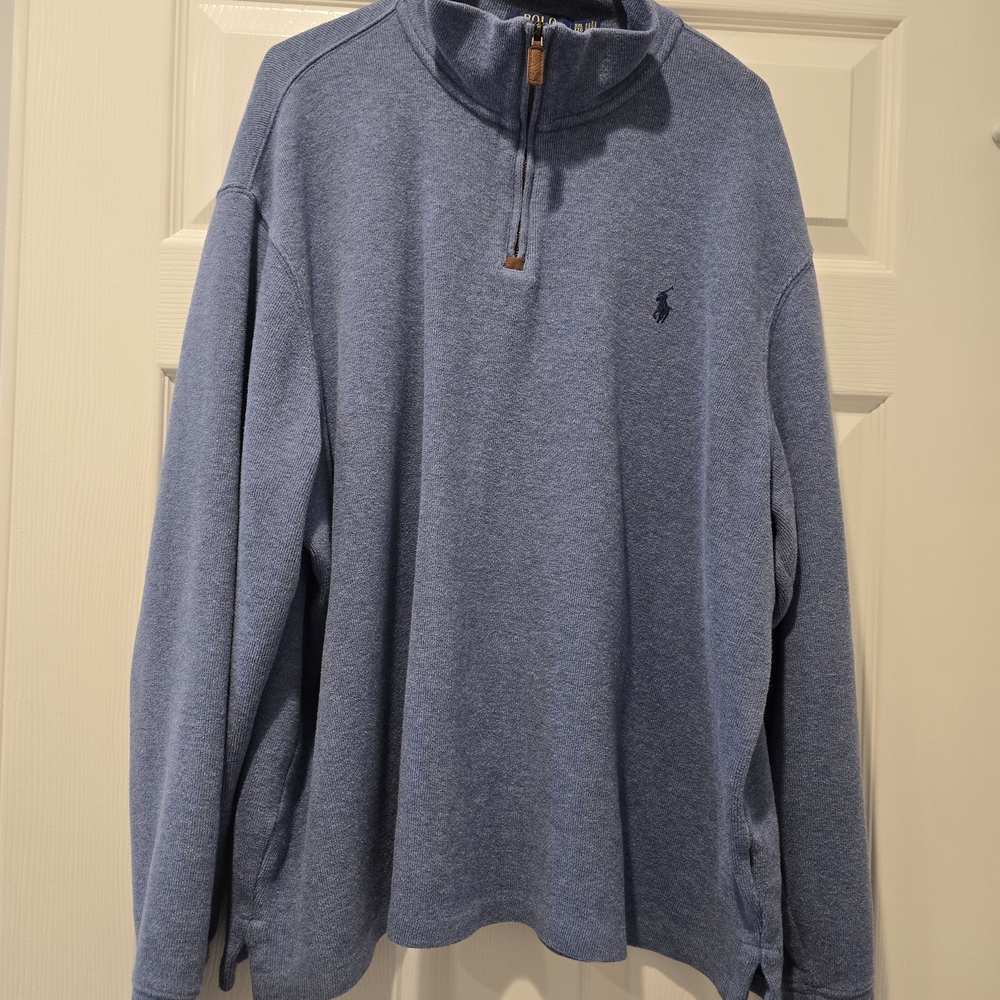 Polo by Ralph Lauren Heather Blue Zip-Up Sweater